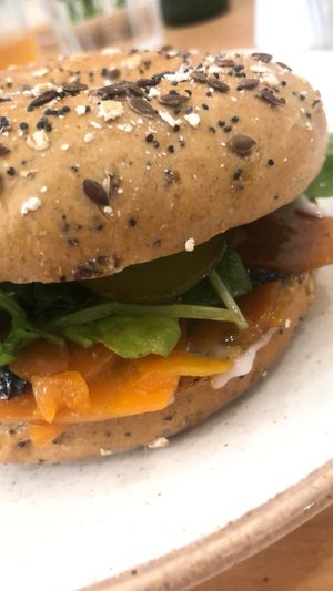 Carrot lox bagel at 269 Vegan in Perth