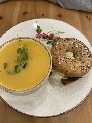 Soup and LGBT bagel  at 269 Vegan in Perth