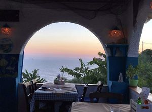 Beautiful sunset  at Malibu Taverna in Corfu