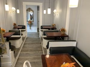 Seating at Vegan Danish Bakery in Toronto