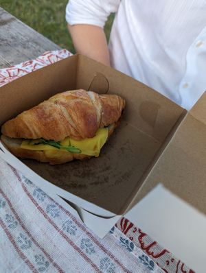 This one was with cheese and ham i think. A bit bland for my taste.   at Vegan Danish Bakery in Toronto