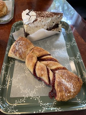 Raspberry twist and tiramisu cheesecake  at Vegan Danish Bakery in Toronto