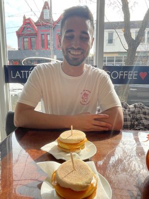 breakfast sandwich. tastes like egg mcmuffin❤️🤩  at Vegan Danish Bakery in Toronto