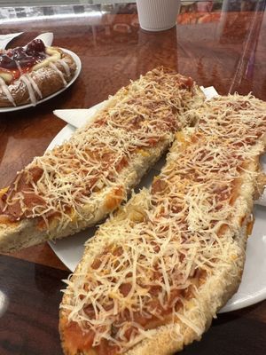 Pizza baguettes   at Vegan Danish Bakery in Toronto