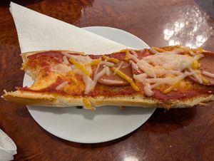 Pizza baguette at Vegan Danish Bakery in Toronto
