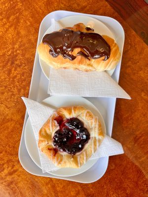 Chocolate Croissant and Blueberry Danish at Vegan Danish Bakery in Toronto