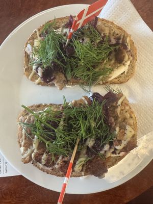 Danish pâté sandwich  at Vegan Danish Bakery in Toronto