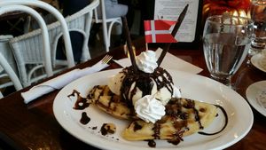 Waffel with chocolate (dessert size) at Vegan Danish Bakery in Toronto