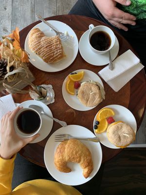 Croissants and breakfast sandwiches. All delicious! at Vegan Danish Bakery in Toronto