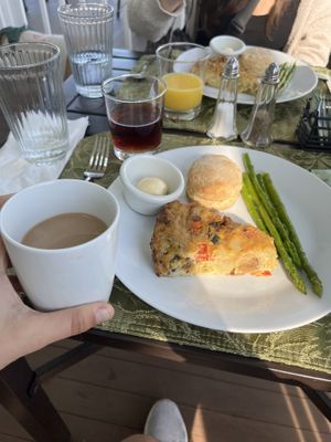 Veggie frittata, biscuit, asparagus   at Sundogs Bed and Breakfast in Shepherdstown