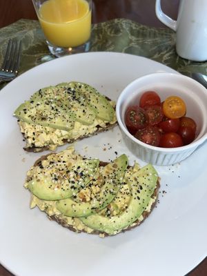 Eggless egg salad avocado toast  at Sundogs Bed and Breakfast in Shepherdstown