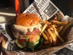 Mac Daddy Double on the Secret menu- just ask for it!  at Bumbling Bee in Virginia Beach