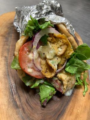 Montreal Chickun Gyro with Honest Pastures Chickun & house tzatziki at Bumbling Bee in Virginia Beach