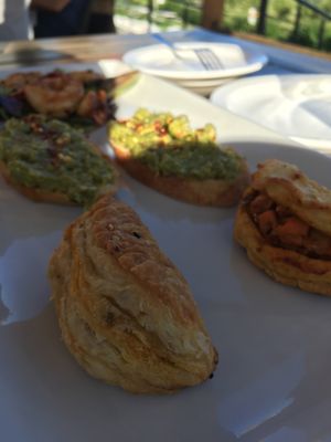 Chickpea empanadas and pea bruschetta  at Northern Lights Winery in Prince George
