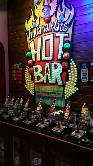 Hot sauce bar at Tijuana Flats in West Melbourne