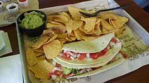 Taco Tuesday special: 2 tacos, chips and a drink. Extra guacamole on the side at Tijuana Flats in West Melbourne
