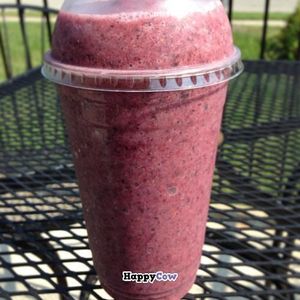 Delicious berry smoothie with almond milk at Flying Avocado in Owings Mills
