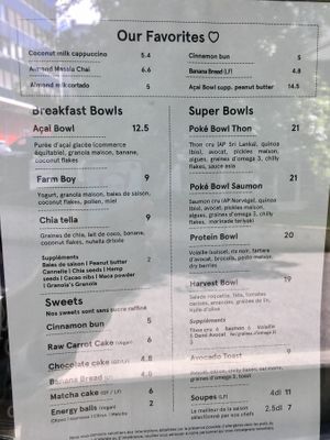 Menu at Granola in Geneva