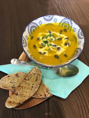 Spicy pumpkin soup at AIRbarre Cafe in Phuket