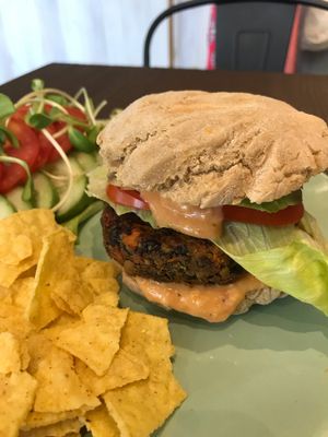 Tempe burger  at AIRbarre Cafe in Phuket