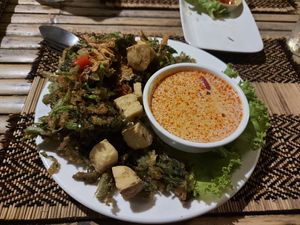 Yam phak boong grop (crispy morning glory salad) at Taste From Heaven in Koh Phangan