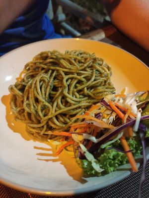 Vegan pesto pasta at Taste From Heaven in Koh Phangan