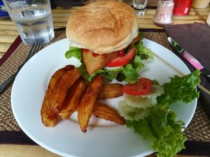 Vegan chicken burger at Taste From Heaven in Koh Phangan