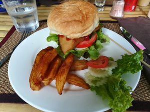 Perfect for a hangover. Vegan chicken burger. at Taste From Heaven in Koh Phangan