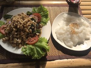 Mushroom Larb with Rice Noodles  at Taste From Heaven in Koh Phangan