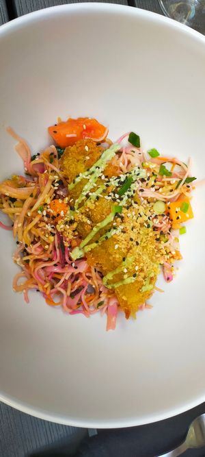 Salade de papaye, fenouil tempura at Lento in Hasselt