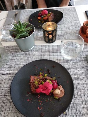 This restaurant is amazing! I can't wait to go again and enjoy one of their amazing meals. This is a chocolate cake dessert and it was delicious. !!!! at Lento in Hasselt