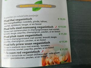 Thai paradise vegan menu at Thai Paradise in Assen
