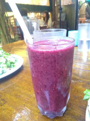 Yummy berry smoothie  at The Naam in Vancouver