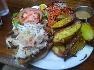 Tempeh reuben was messy and disappointing  at The Naam in Vancouver