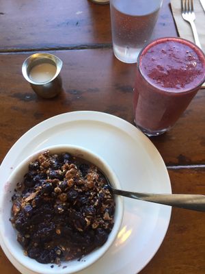 granola and smoothie  at The Naam in Vancouver
