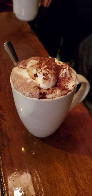 Hot chocolate at The Naam in Vancouver