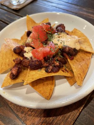 Bean nachos with soy cheese. at Otis in Hiroshima