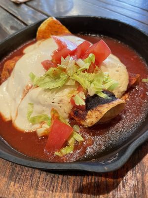 Bean enchiladas with soy cheese. at Otis in Hiroshima