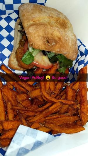 ...with sweet potato fries at Peace Love & Eatz in Desoto