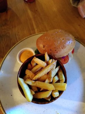 Moving mountains burger and chips (January 2023) at The Dormouse in York