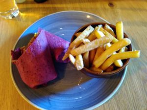 Jackfruit wrap and chips (January 2023) at The Dormouse in York