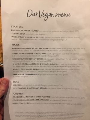 Vegan menu - Jan 2019 at The Dormouse in York