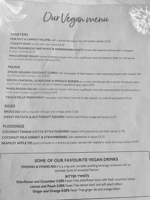 Vegan Menu  at The Nags Head in Elland