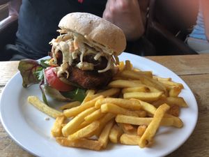 Trip burger at The Railway Inn in Brighton