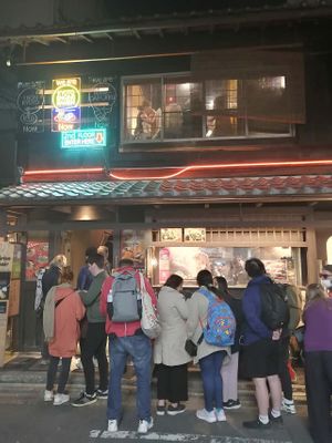 Queuing is outside so be ready weather-wise at Kyoto Engine Ramen in Kyoto