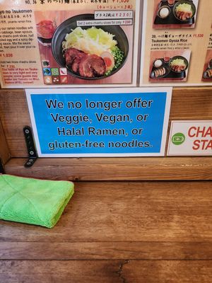 No more vegan noodles 2nd October 2023 at Kyoto Engine Ramen in Kyoto