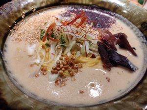 Vegan beaning ramen at Kyoto Engine Ramen in Kyoto