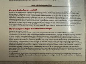 About Engine Ramen.  at Kyoto Engine Ramen in Kyoto