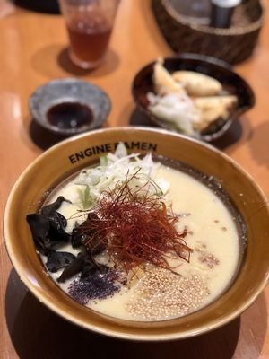 Beaning Ramen, has a grainy texture. Strong soy milk flavour at Kyoto Engine Ramen in Kyoto