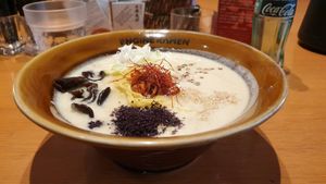 Delicious vegan Ramen. Went here with my finance who eats meat and we were both really happy with our dishes. Food came out quickly as well! at Kyoto Engine Ramen in Kyoto